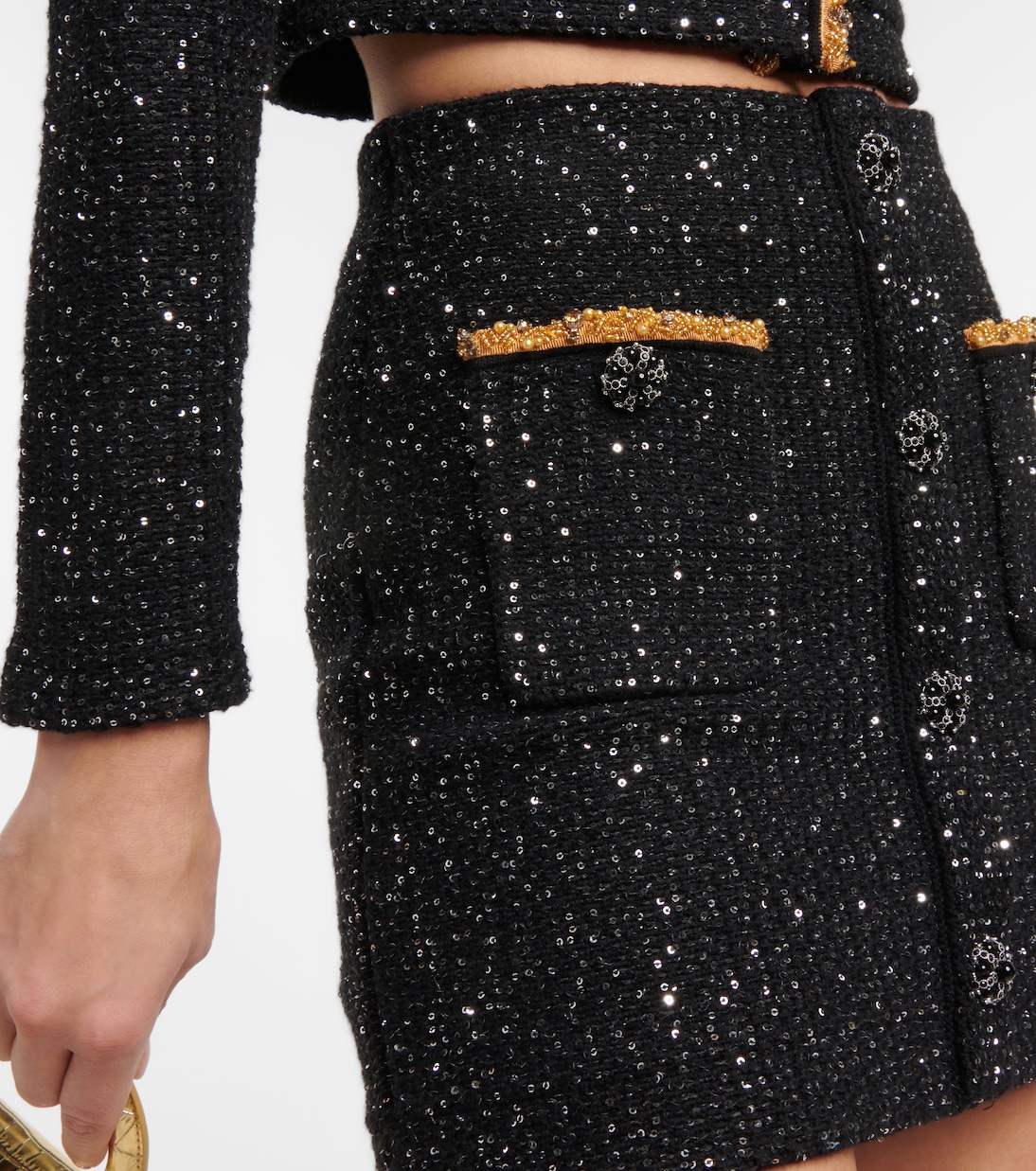 Sequined high-rise bouclé miniskirt | Self-Portrait