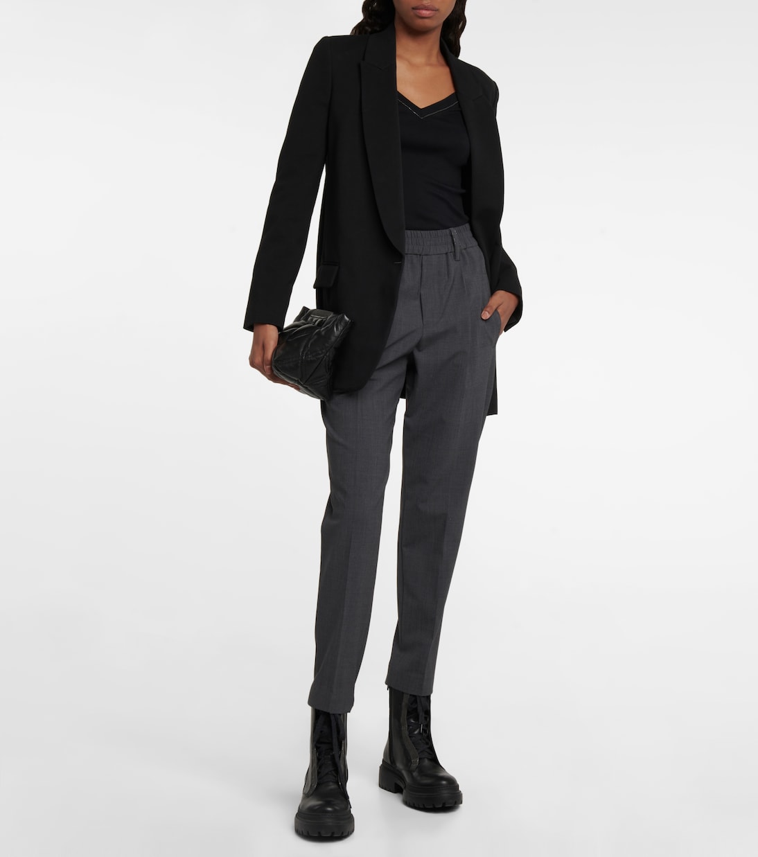 Pantalones tapered en mezcla de lana | Brunello Cucinelli