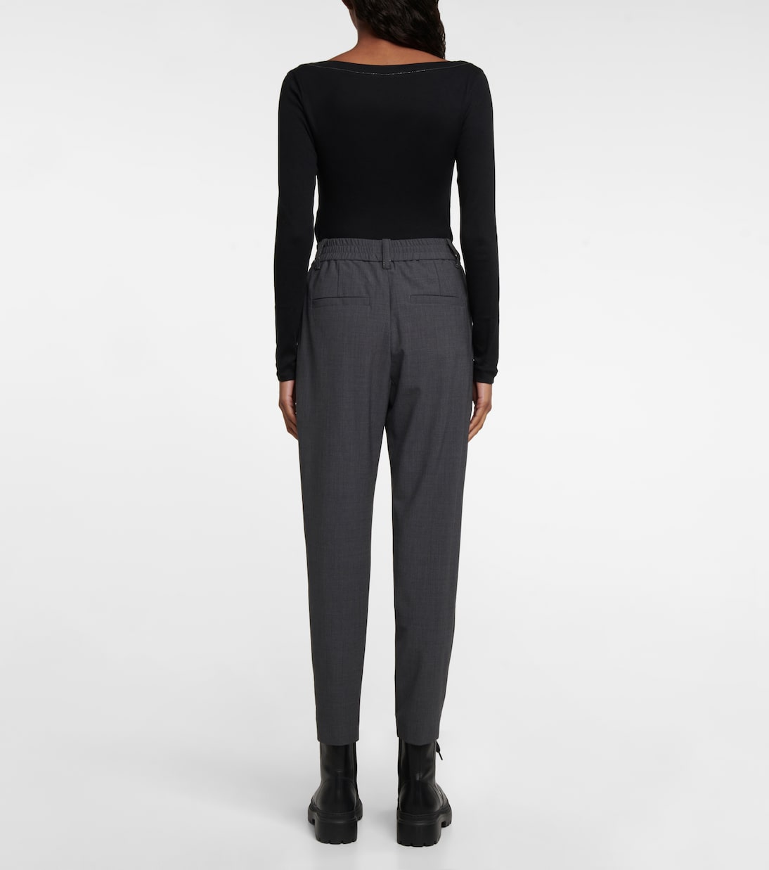 Pantalones tapered en mezcla de lana | Brunello Cucinelli