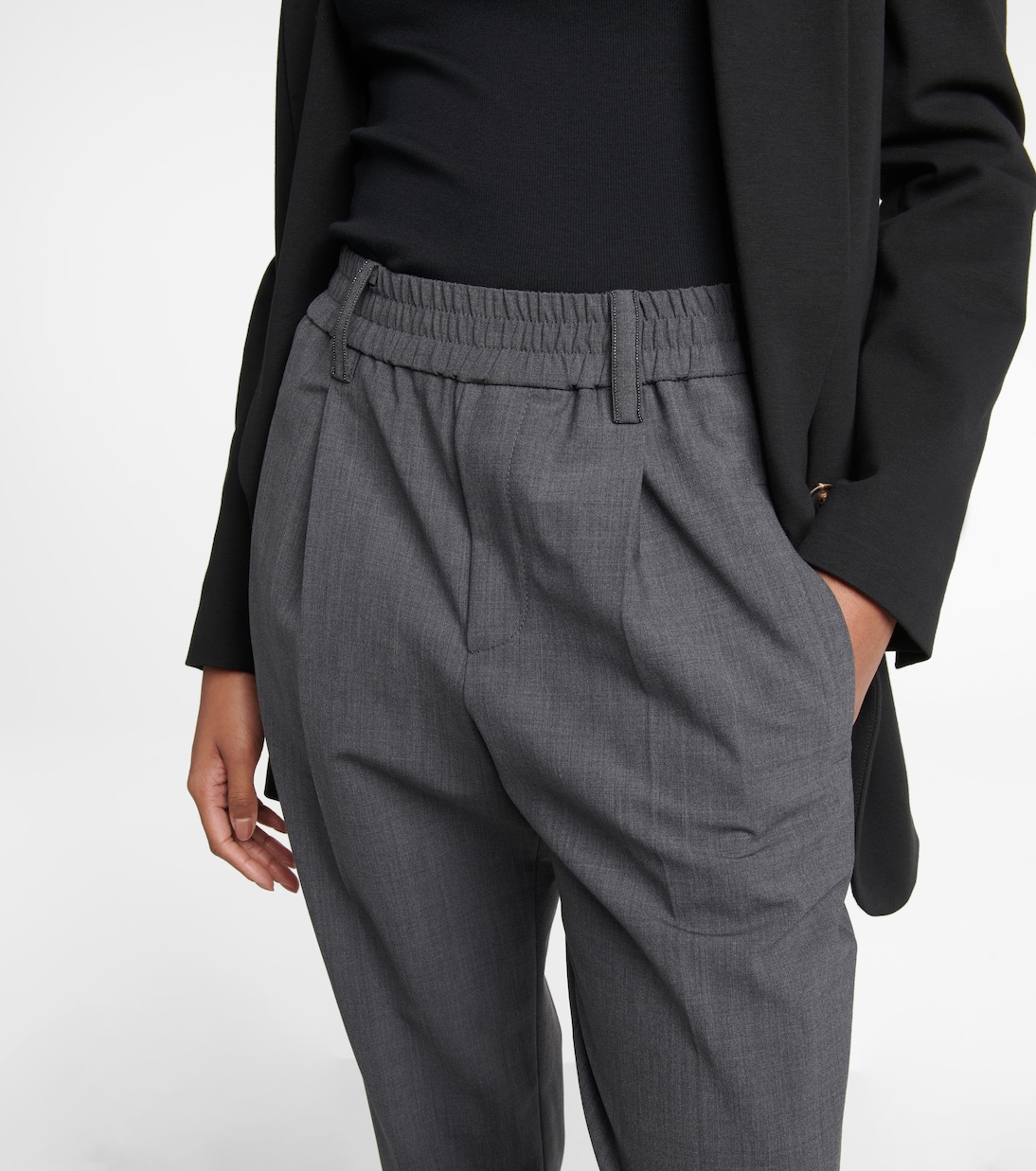 Pantalones tapered en mezcla de lana | Brunello Cucinelli
