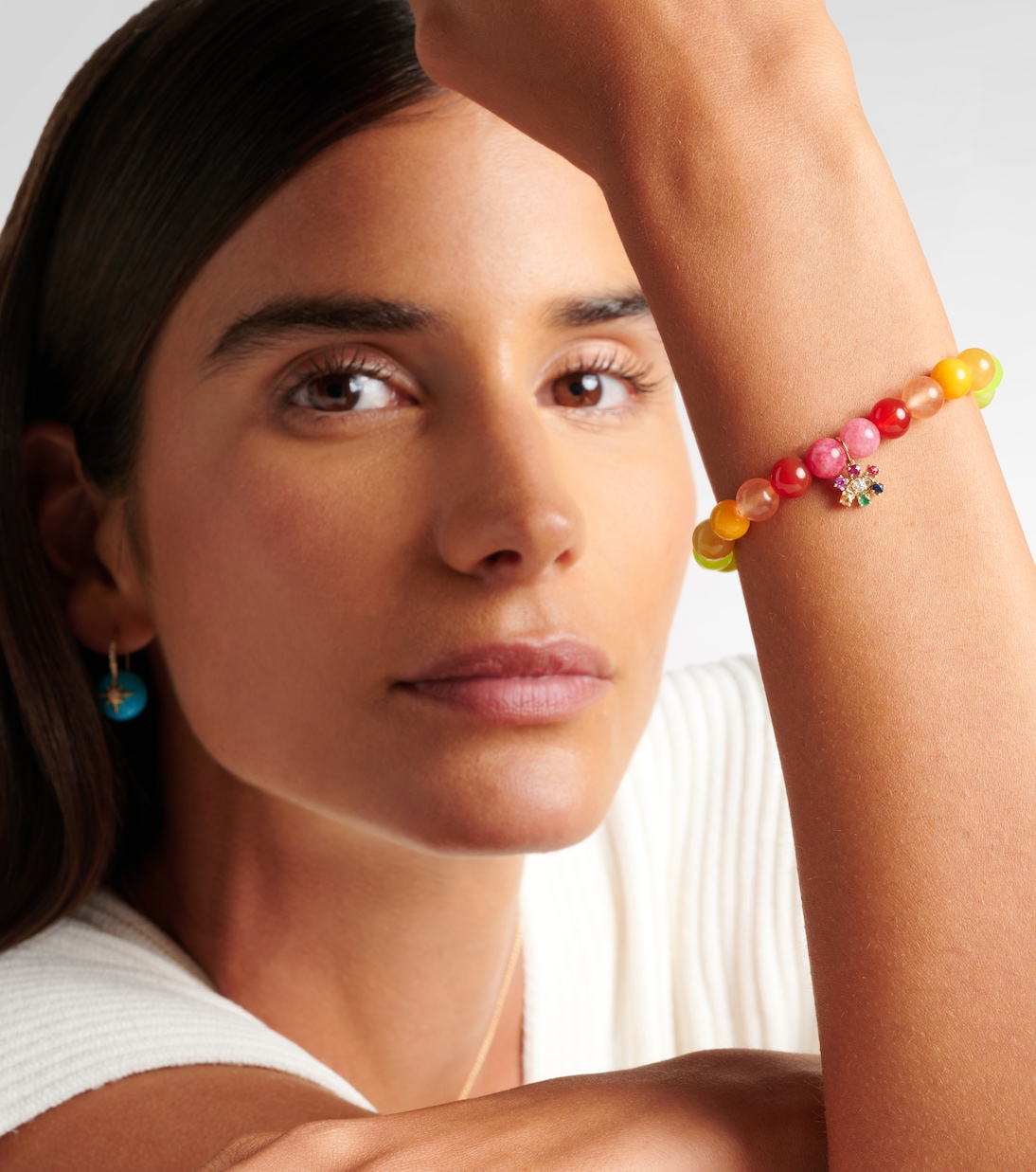 Bracelet en or 14 ct, perles de jade et diamants | Sydney Evan