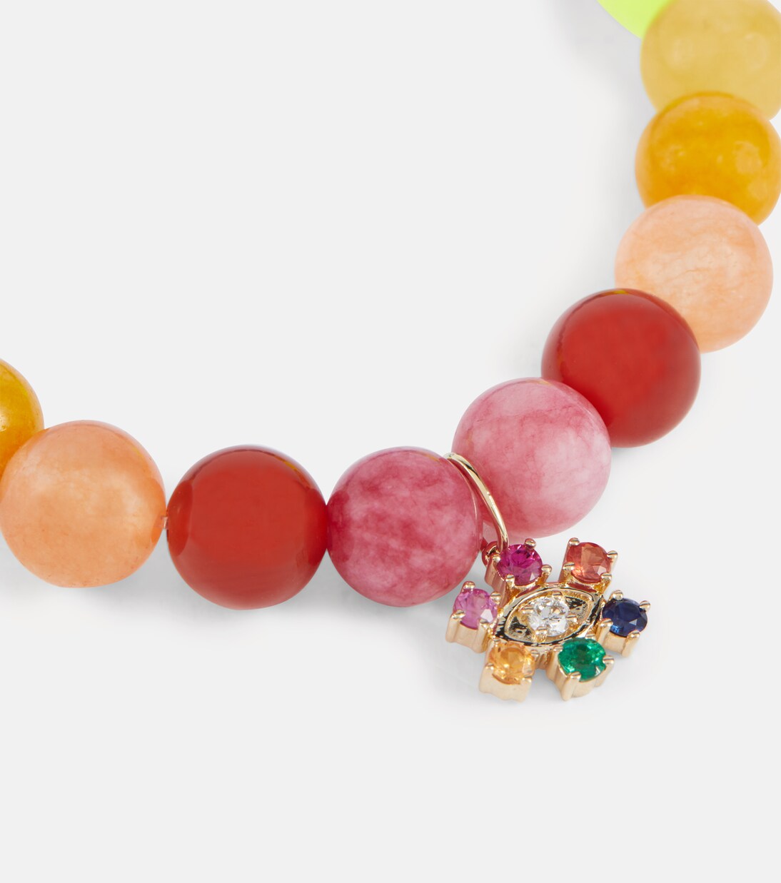 Bracciale moderno in oro 14kt con perle di giada e dettagli diamantati, stile Sydney Evan