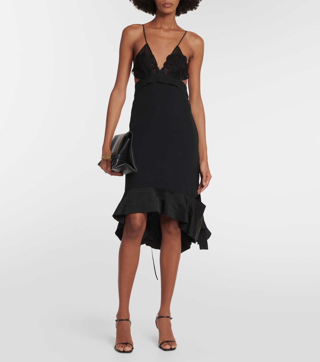 Ruffle-trimmed midi dress | Victoria Beckham