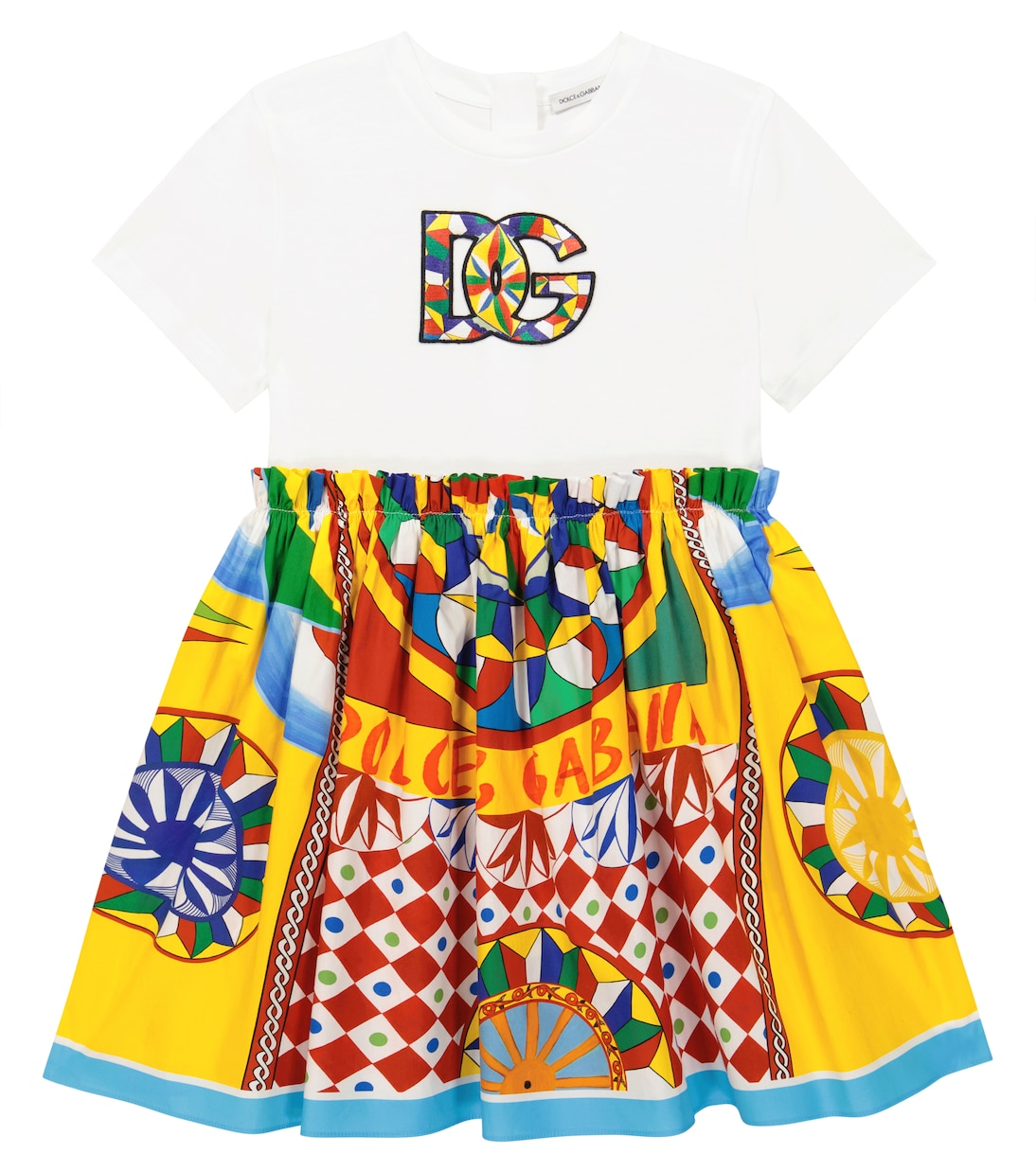 Abito Carretto in popeline e jersey | Dolce&Gabbana Kids