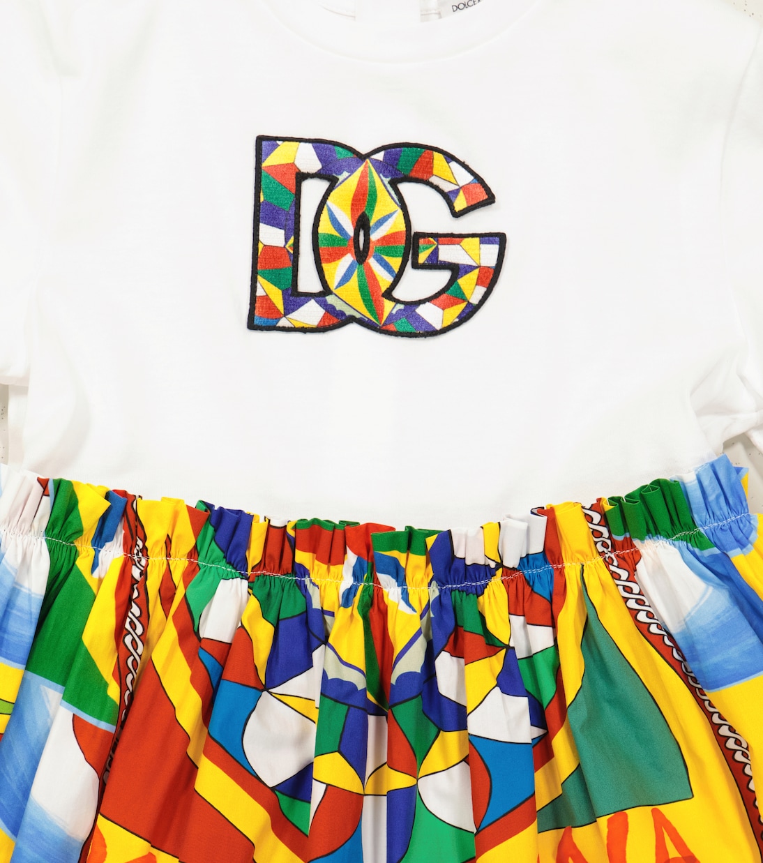 Abito Carretto in popeline e jersey | Dolce&Gabbana Kids