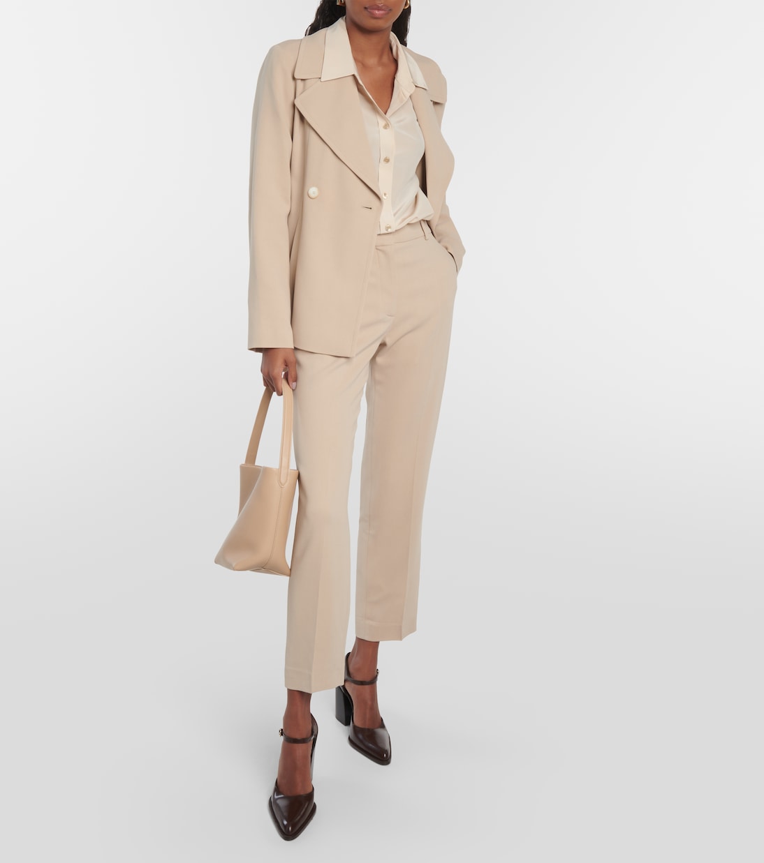 Cropped crêpe straight pants | Joseph