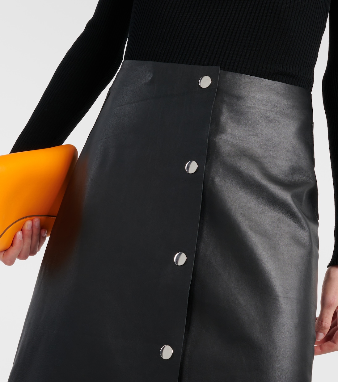 High-Rise-Midirock aus Leder | Victoria Beckham