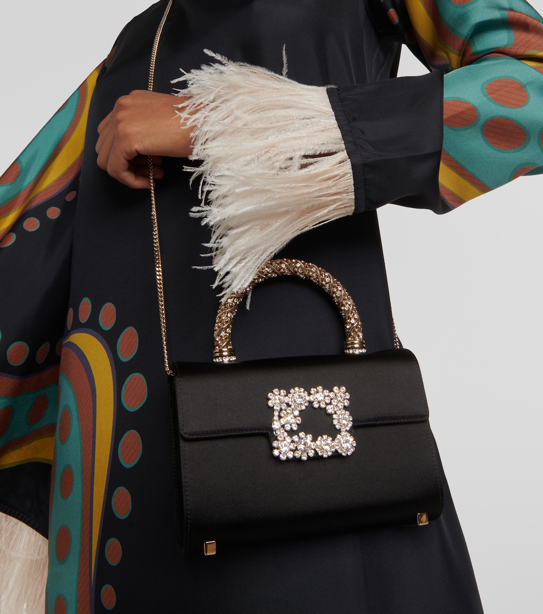 RV Bouquet Mini satin clutch | Roger Vivier