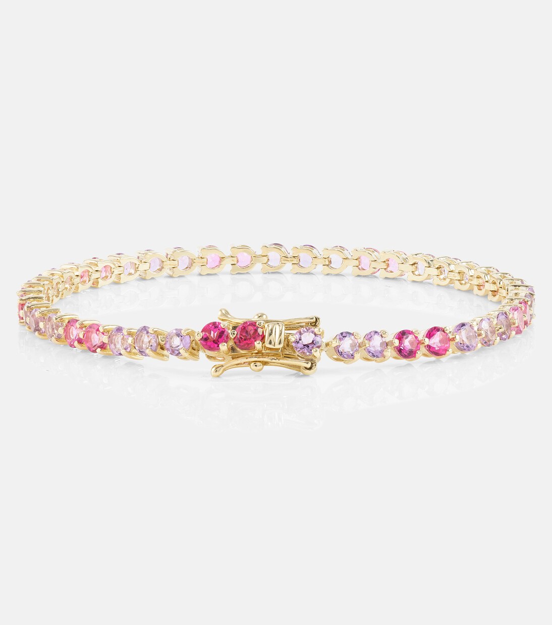 Bracciale in oro 10kt con ametiste e topazi, tonalità lavanda, design moderno per giovani
