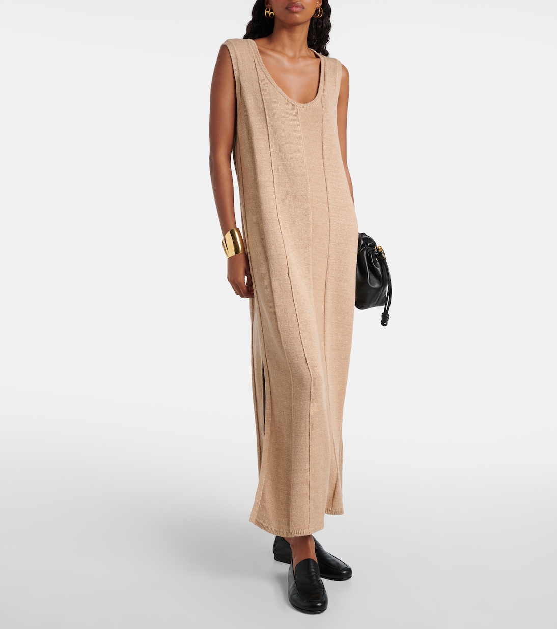 Robe longue en lin et soie mélangés | Joseph