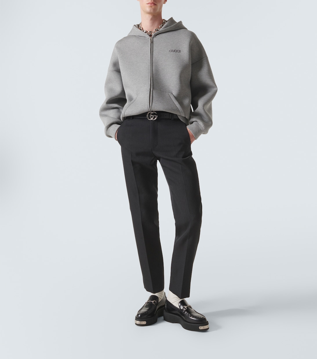 Logo jersey hoodie in grey - Gucci | Mytheresa