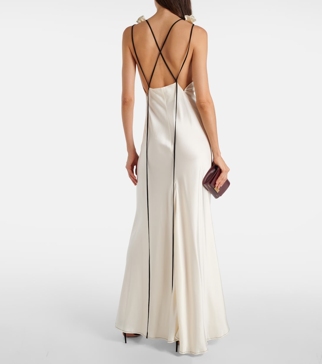 Abito lungo in crêpe di raso | Victoria Beckham
