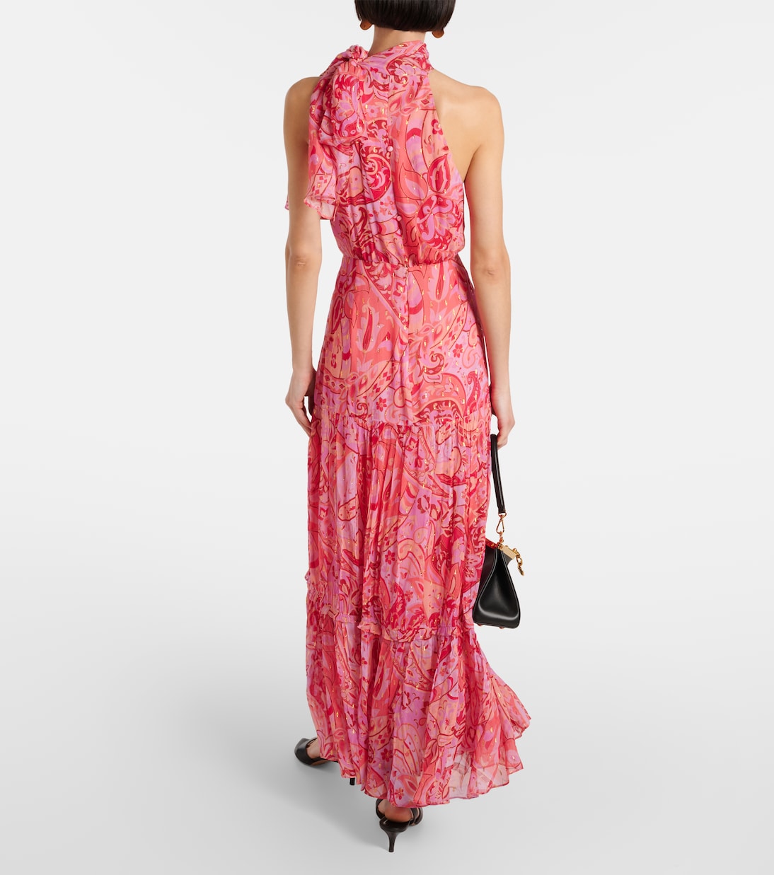 Neena silk chiffon lamé gown  | Rixo