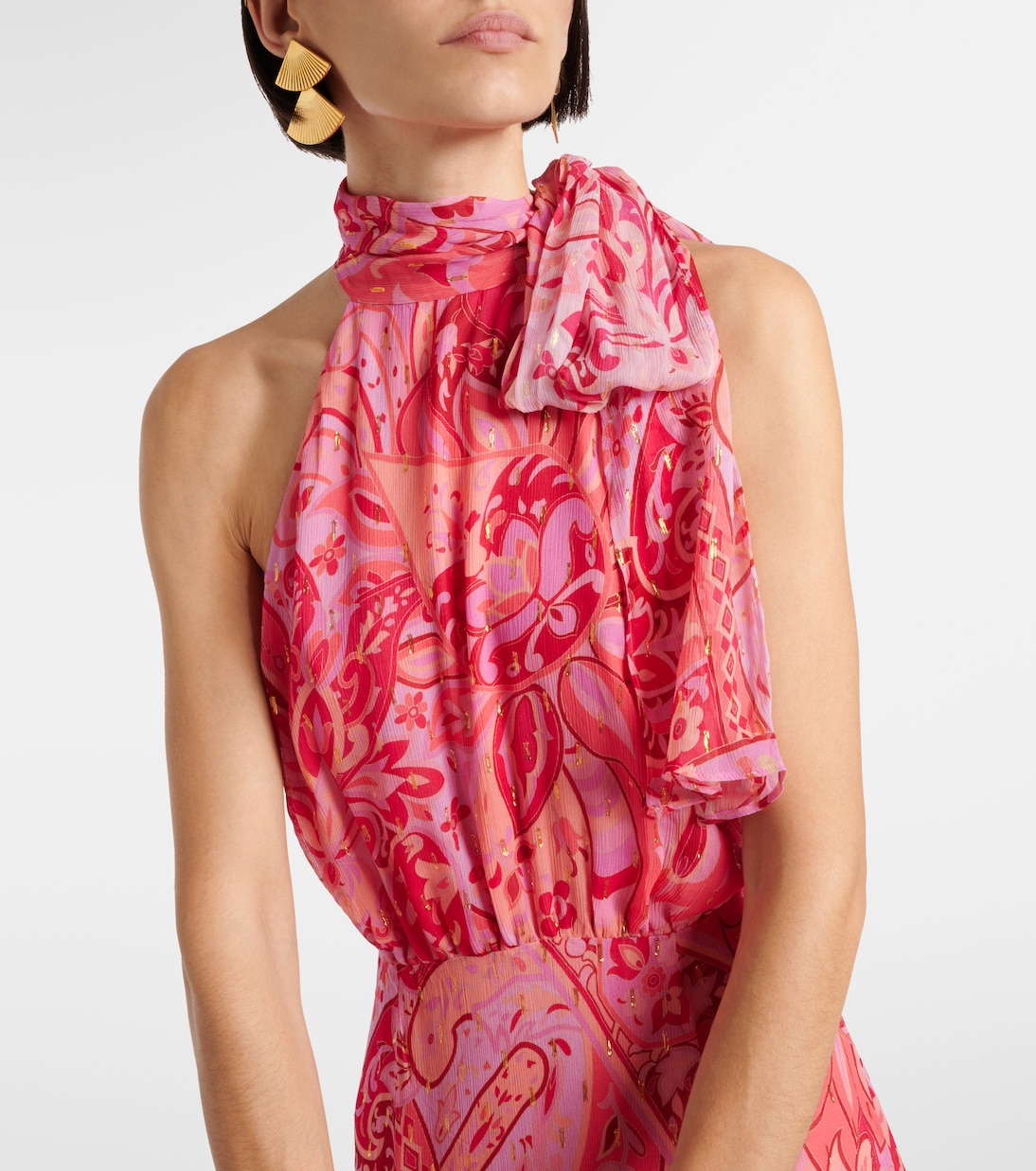 Neena silk chiffon lamé gown  | Rixo
