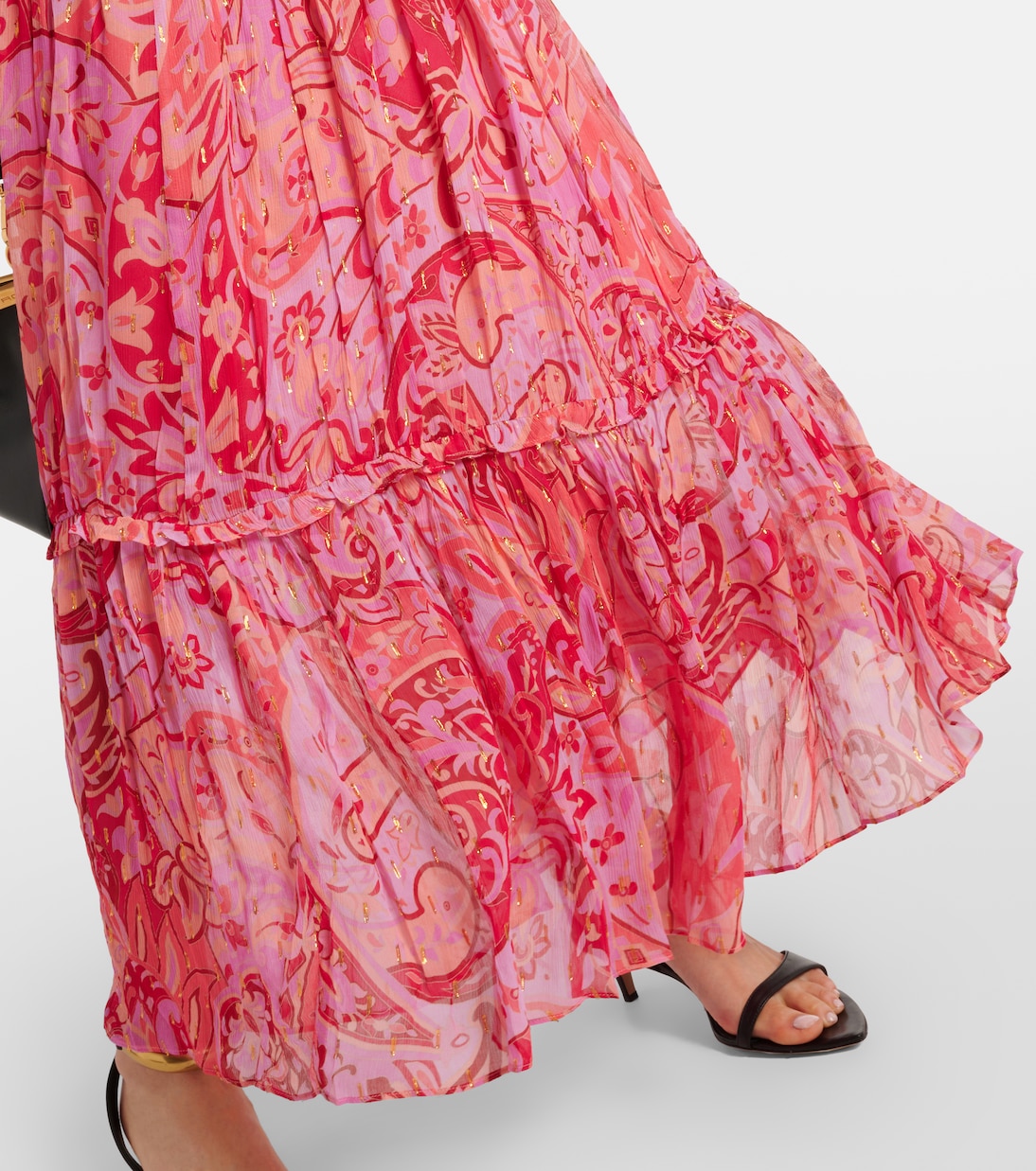 Neena silk chiffon lamé gown  | Rixo