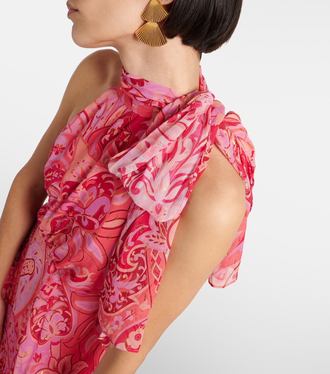 Neena silk chiffon lamé gown  | Rixo