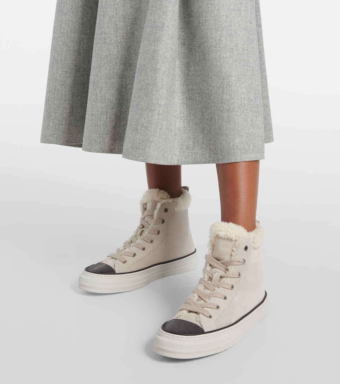 Baskets Monili en daim et shearling | Brunello Cucinelli