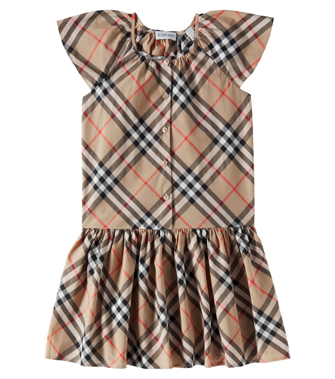 Abito Burberry Check in cotone a pieghe | Burberry Kids