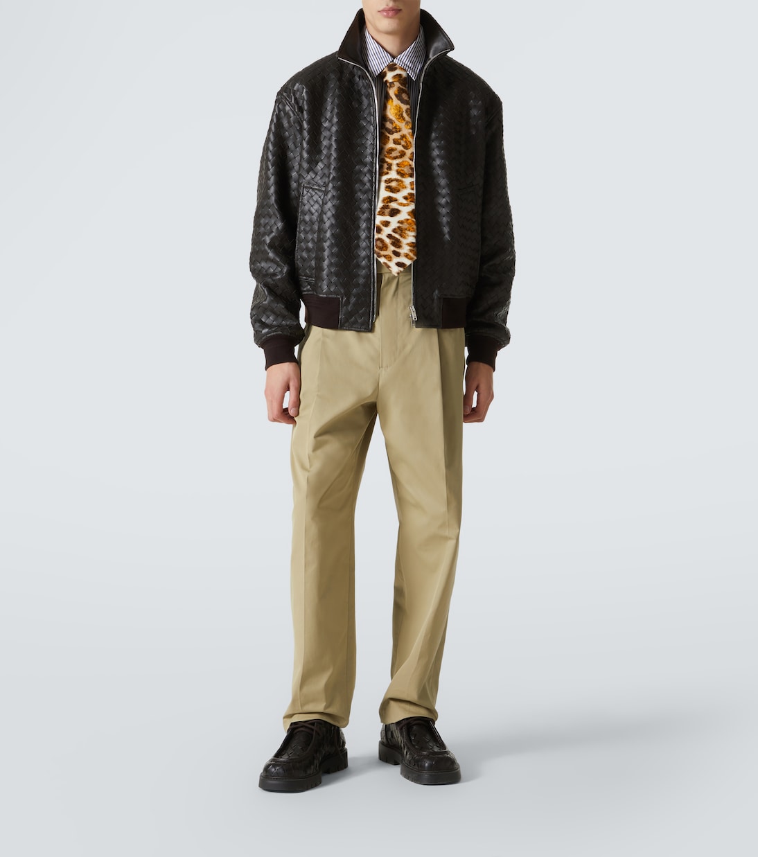 Giacca blouson in pelle Intrecciato | Bottega Veneta
