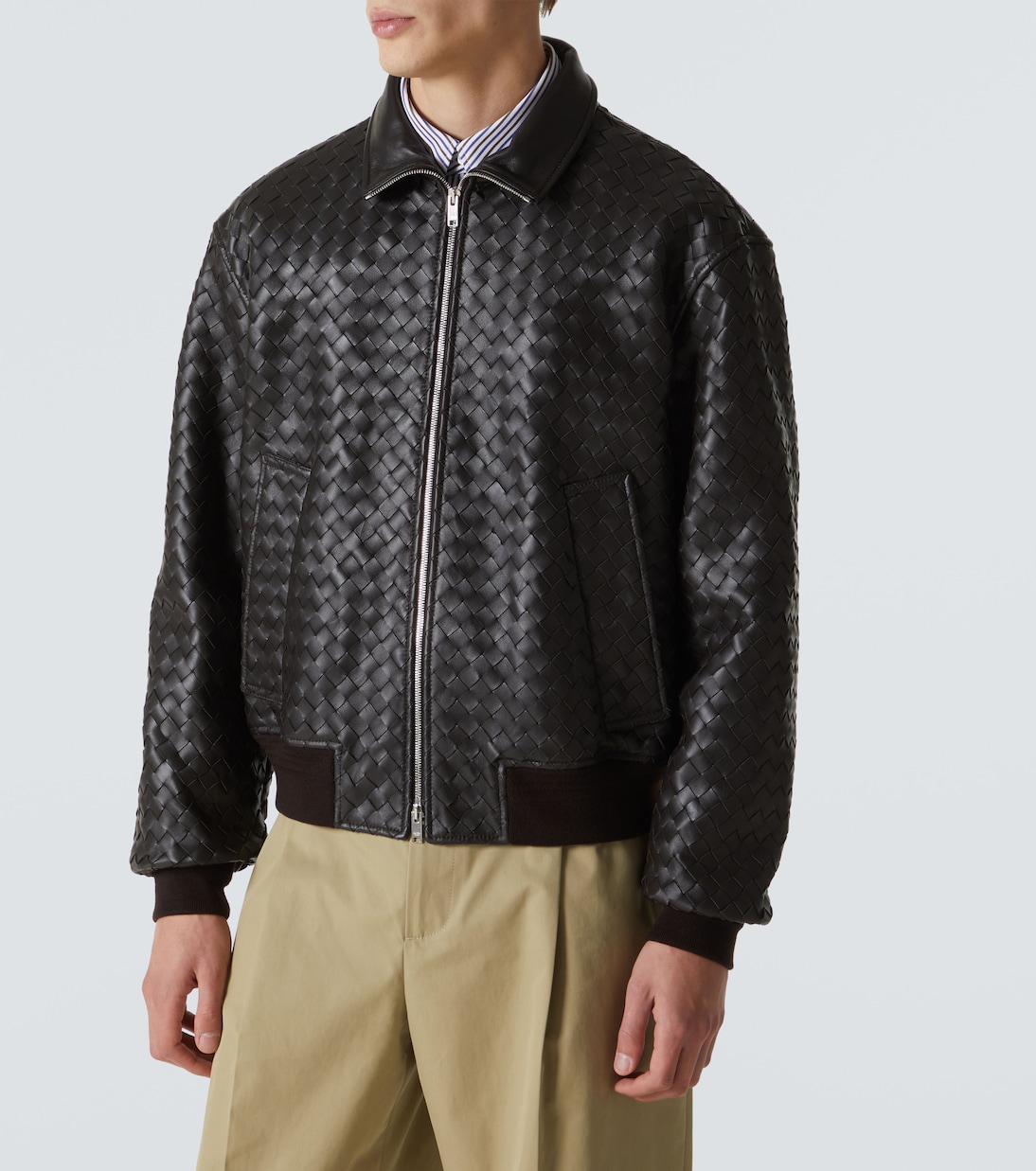 Giacca blouson in pelle Intrecciato | Bottega Veneta