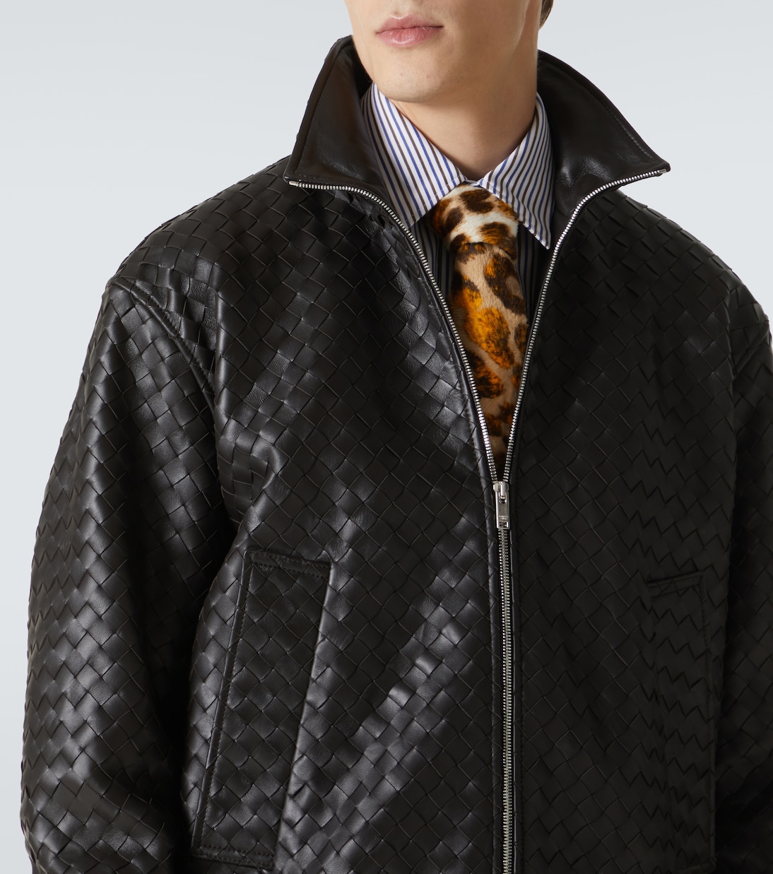 Giacca blouson in pelle Intrecciato | Bottega Veneta