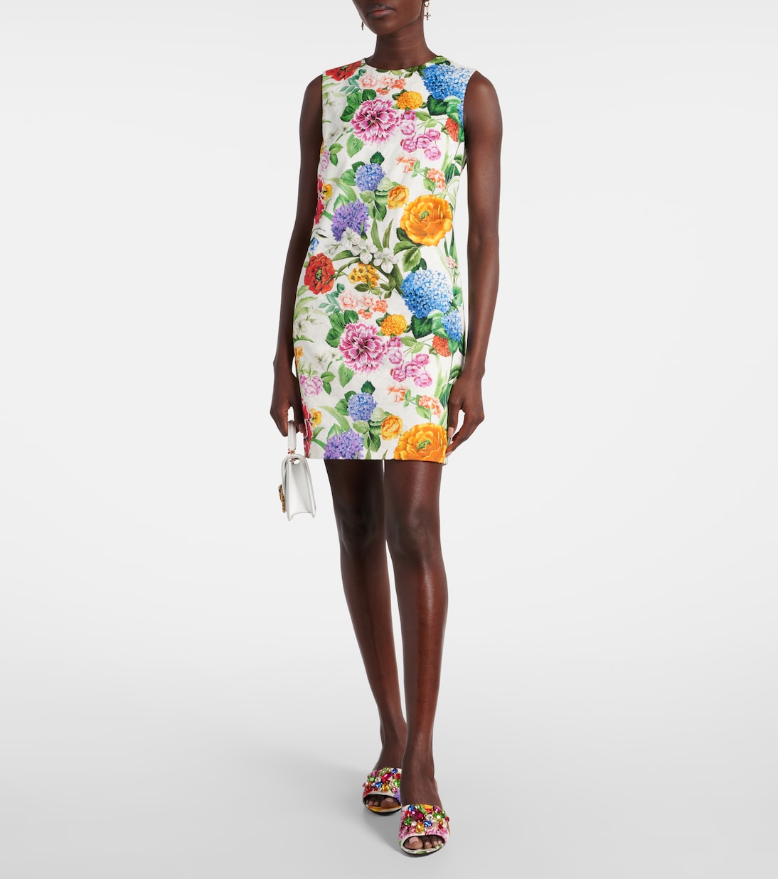 Vestido corto de algodón floral | Dolce&Gabbana