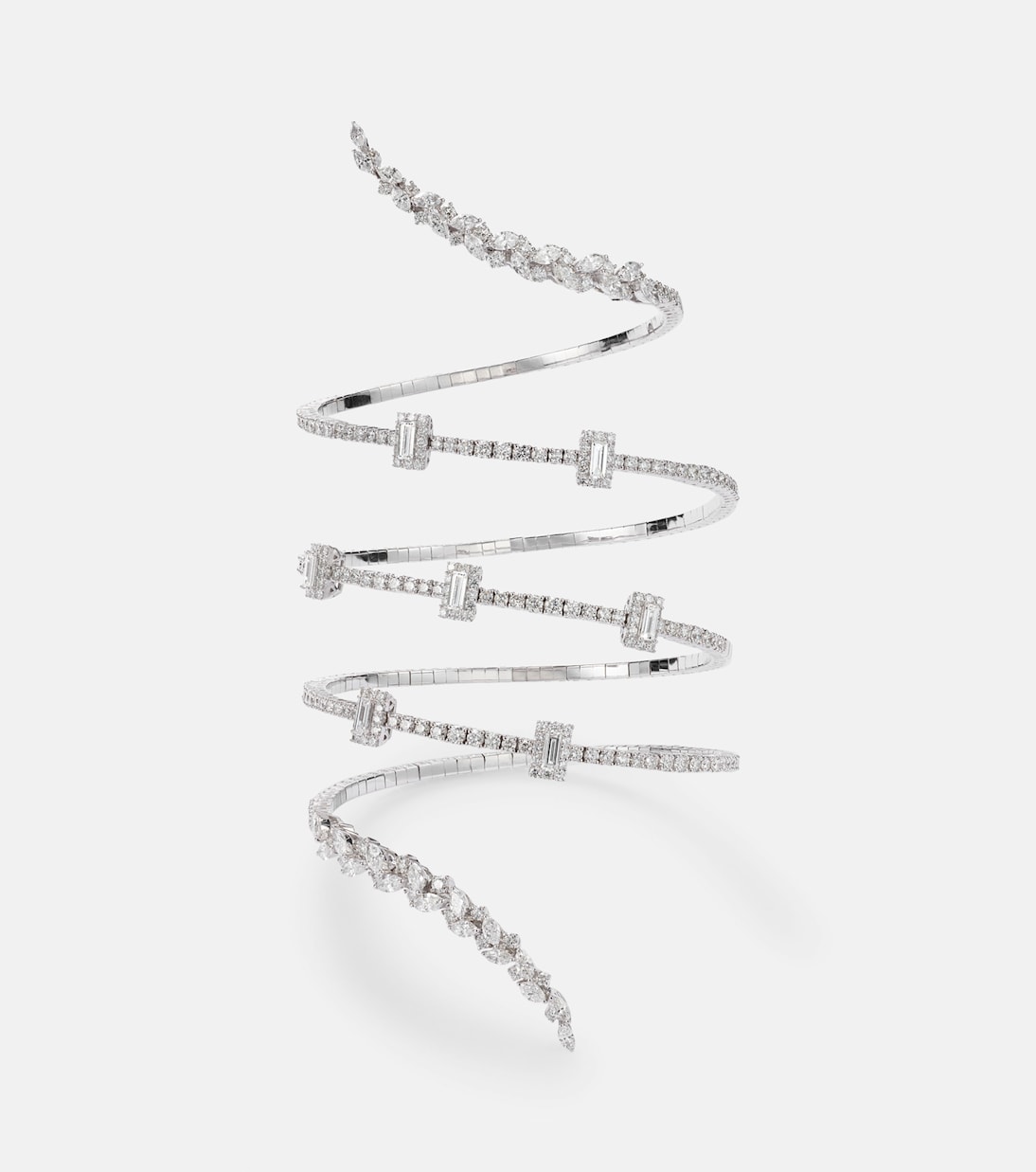 Bracciale rigido Y-Couture in oro bianco 18kt con diamanti | Yeprem