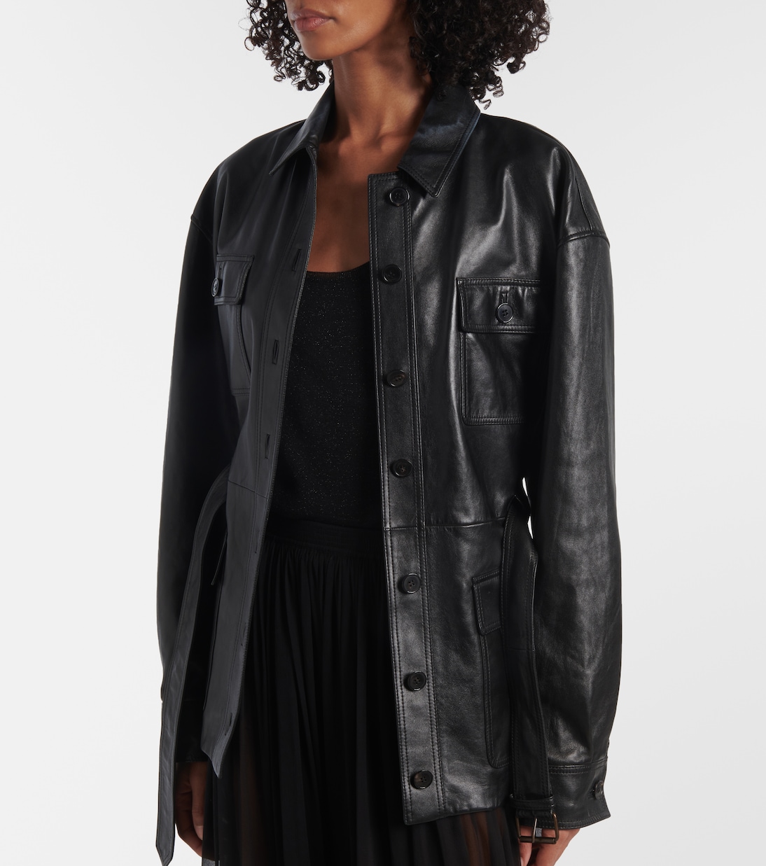 Veste Saharienne en cuir | Saint Laurent