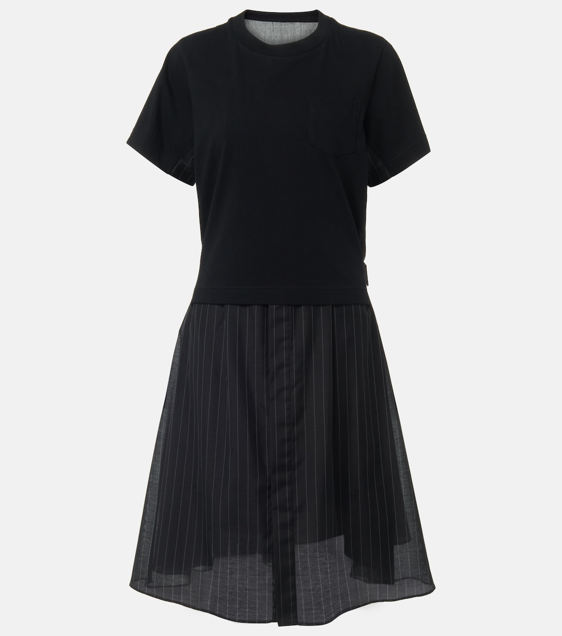 Abito corto in jersey di cotone e organza | Sacai