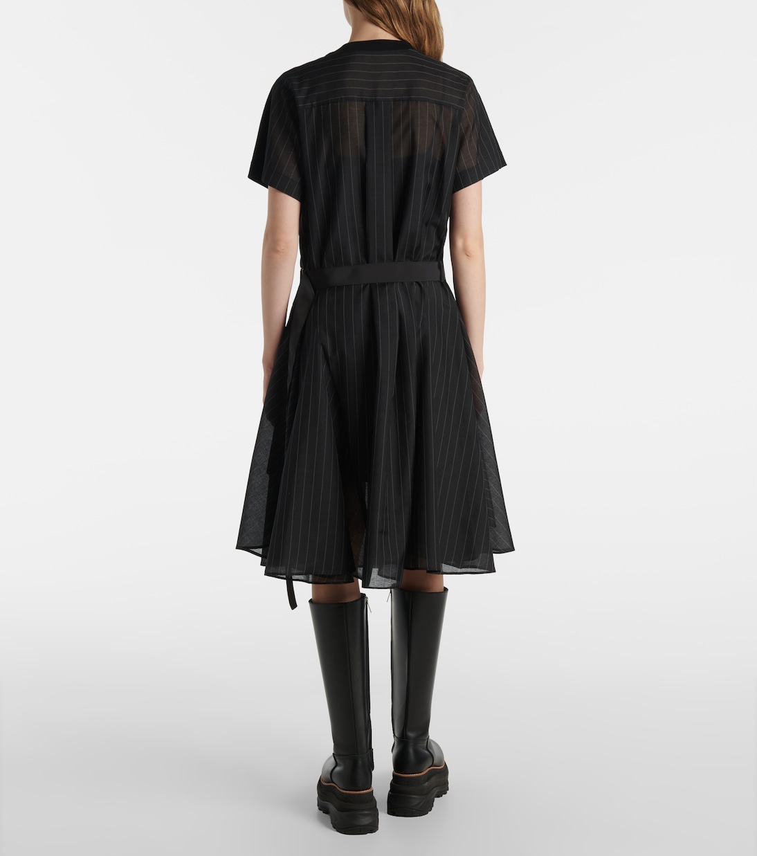 Abito corto in jersey di cotone e organza | Sacai