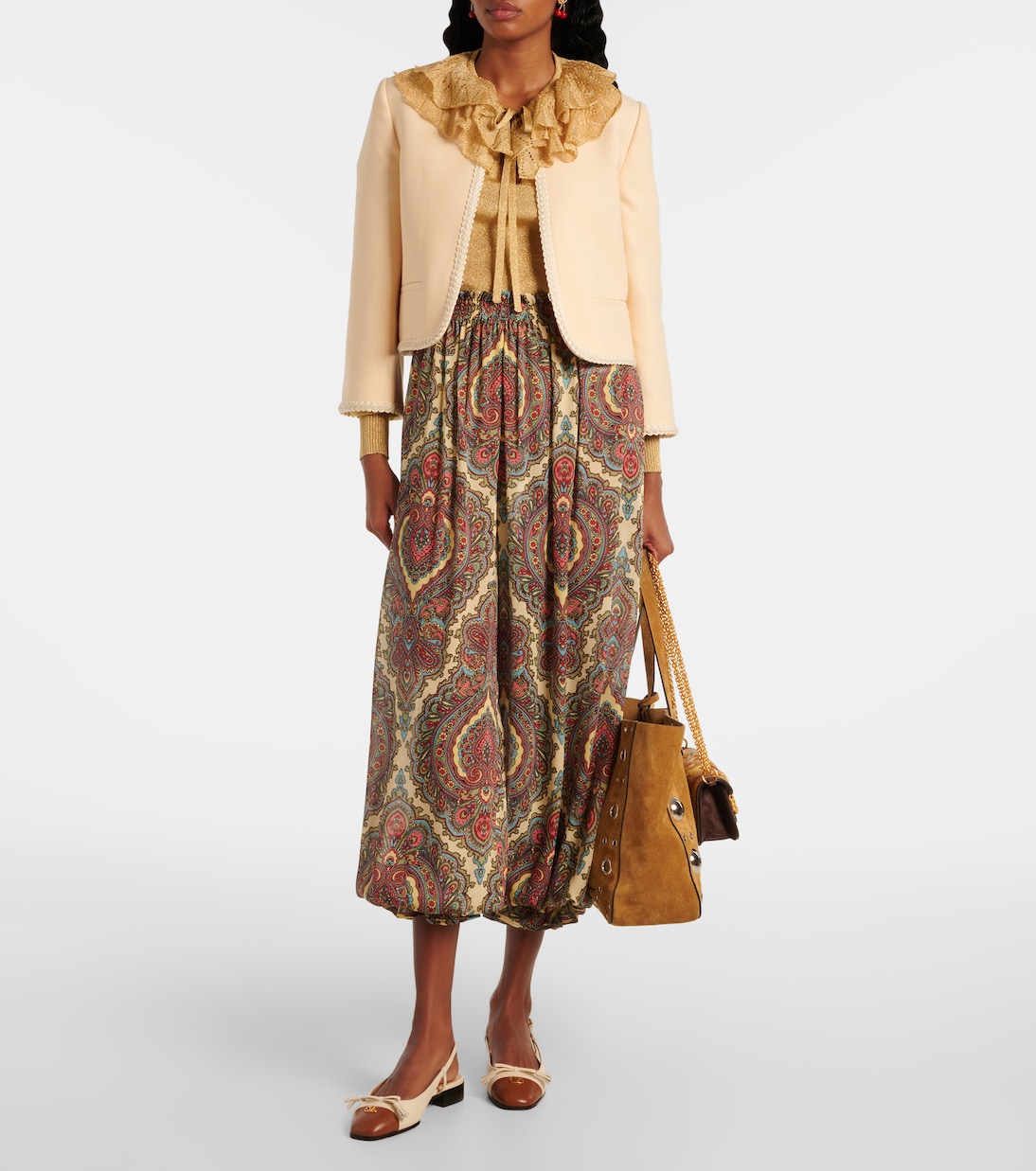 Culottes de georgette de seda con paisley  | Valentino