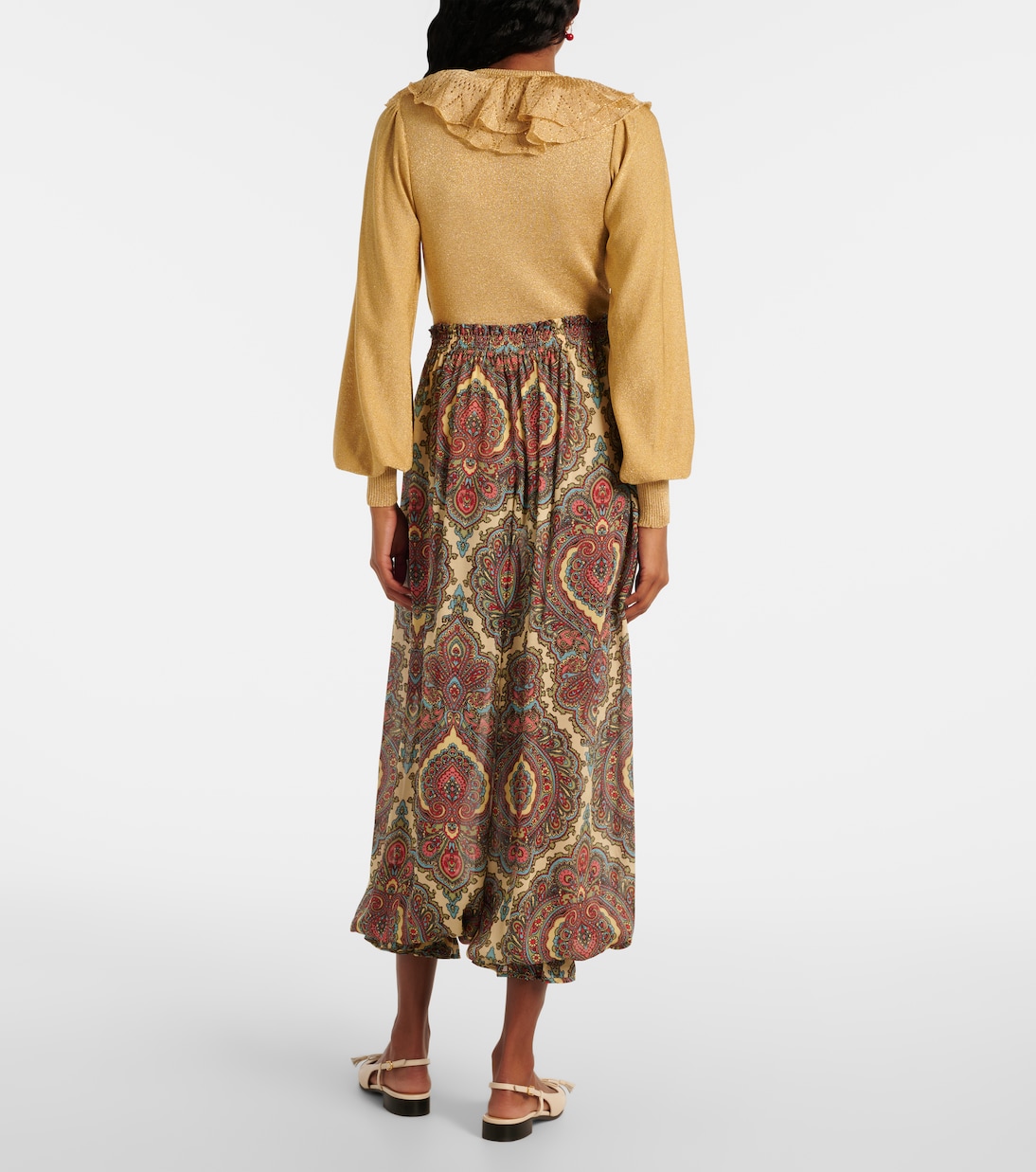 Culottes de georgette de seda con paisley  | Valentino