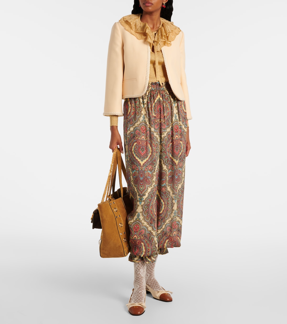 Culottes de georgette de seda con paisley  | Valentino