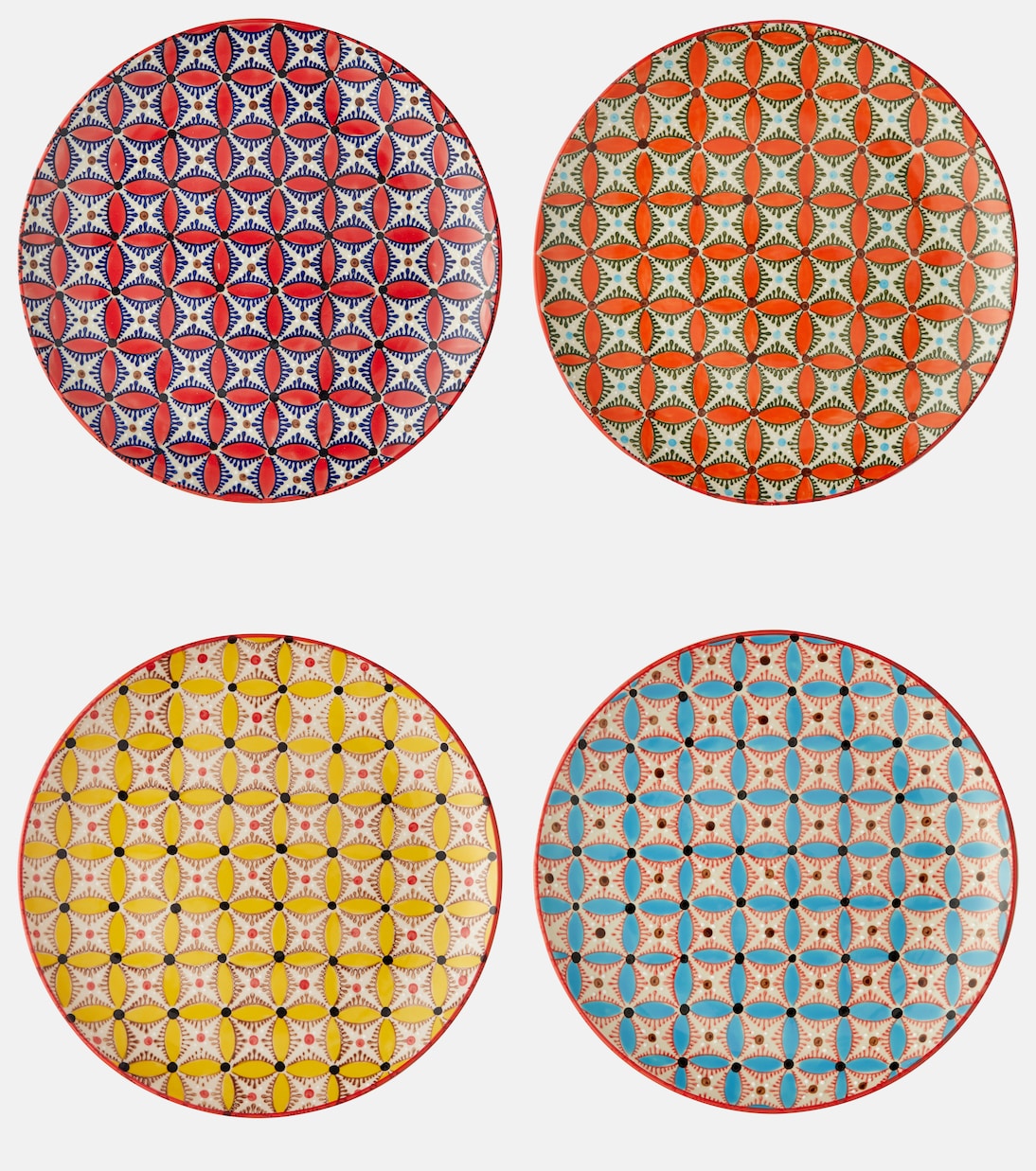 Hippy set of 4 ceramic dinner plates | Polspotten