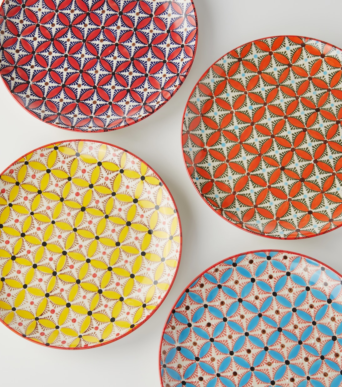 Hippy set of 4 ceramic dinner plates | Polspotten