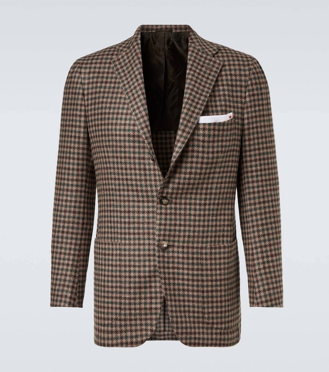 Checked wool, silk, and linen blazer | Kiton