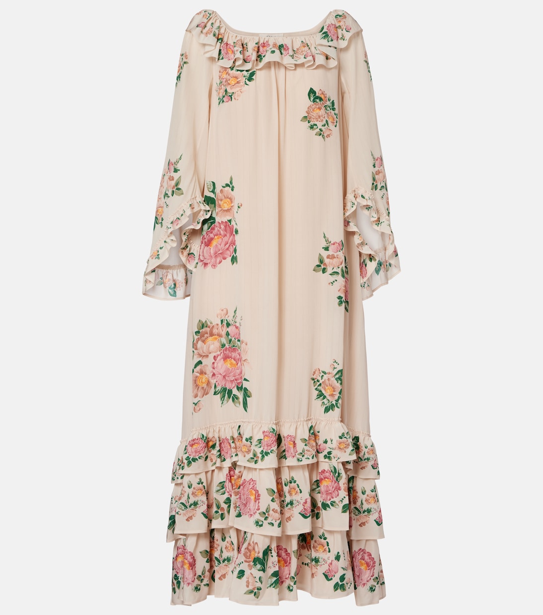 Floral silk crêpe de chine maxi dress | Chloé