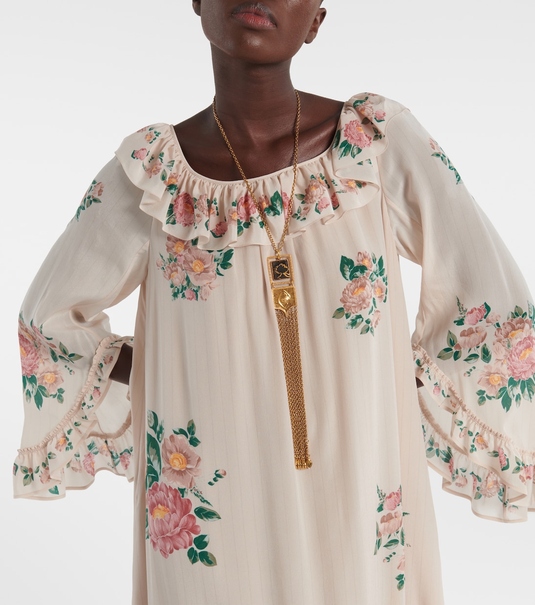 Floral silk crêpe de chine maxi dress | Chloé