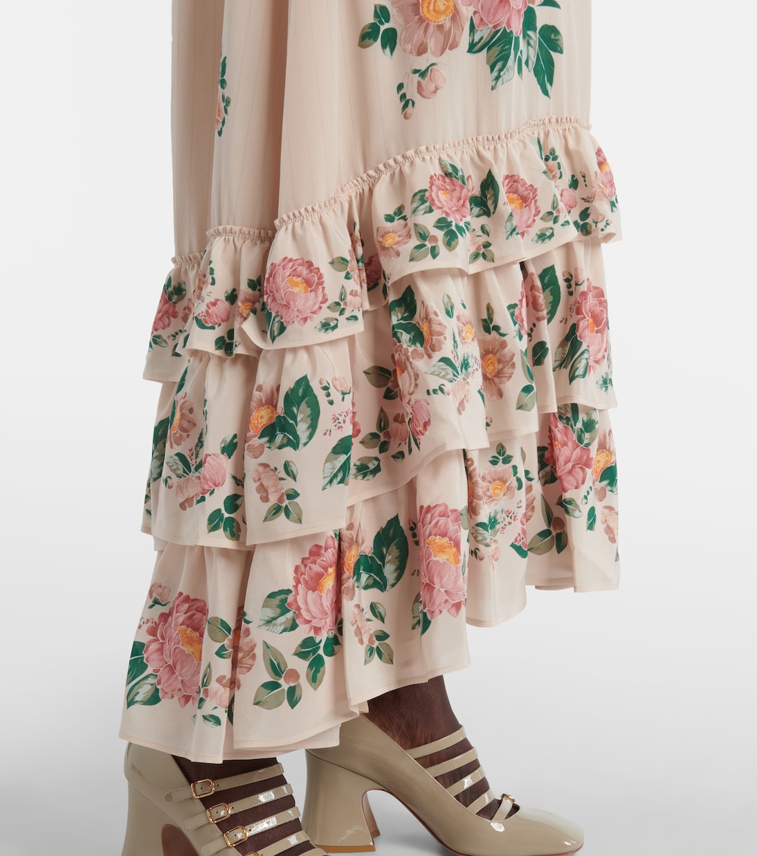 Floral silk crêpe de chine maxi dress | Chloé