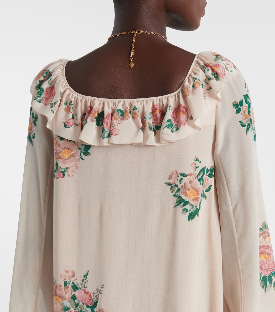 Floral silk crêpe de chine maxi dress | Chloé