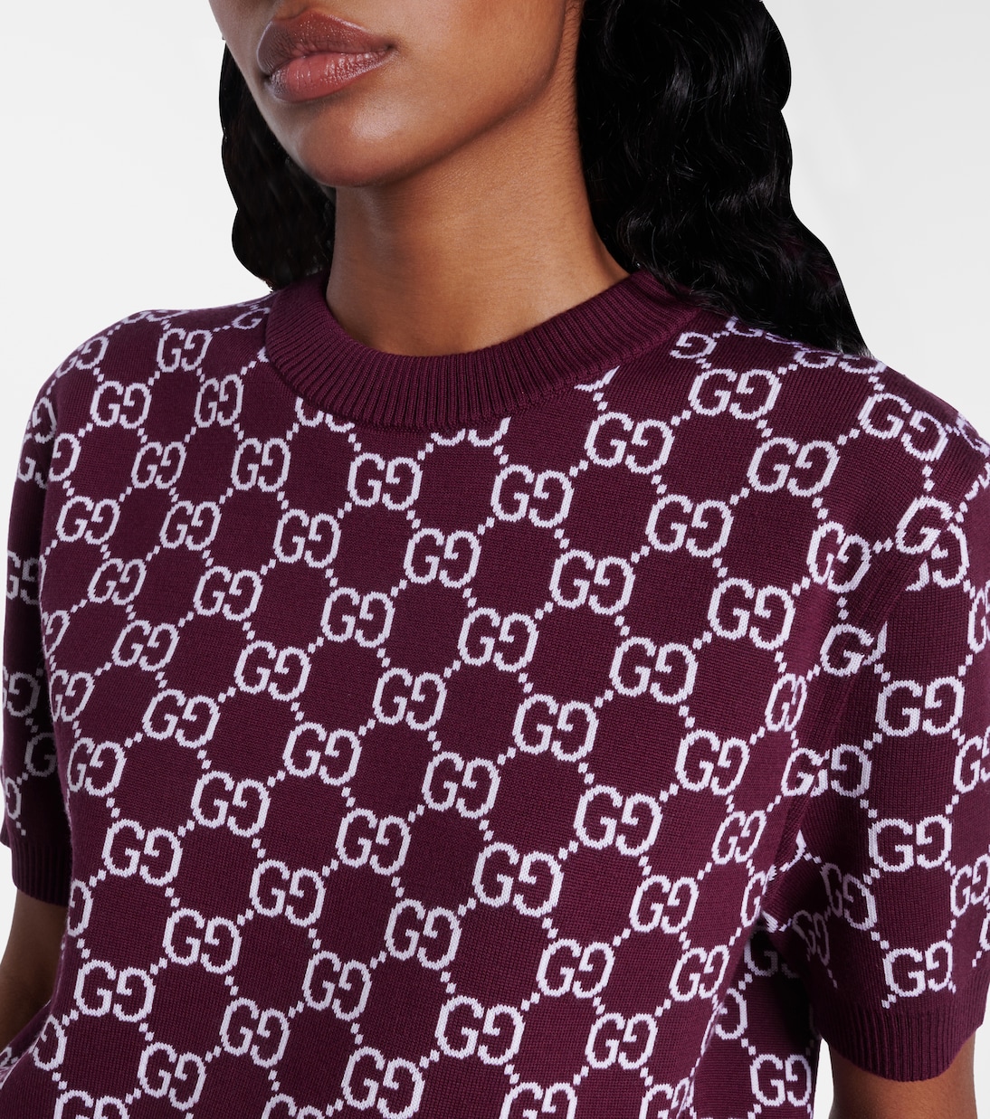 GG reversible wool-blend jacquard top | Gucci