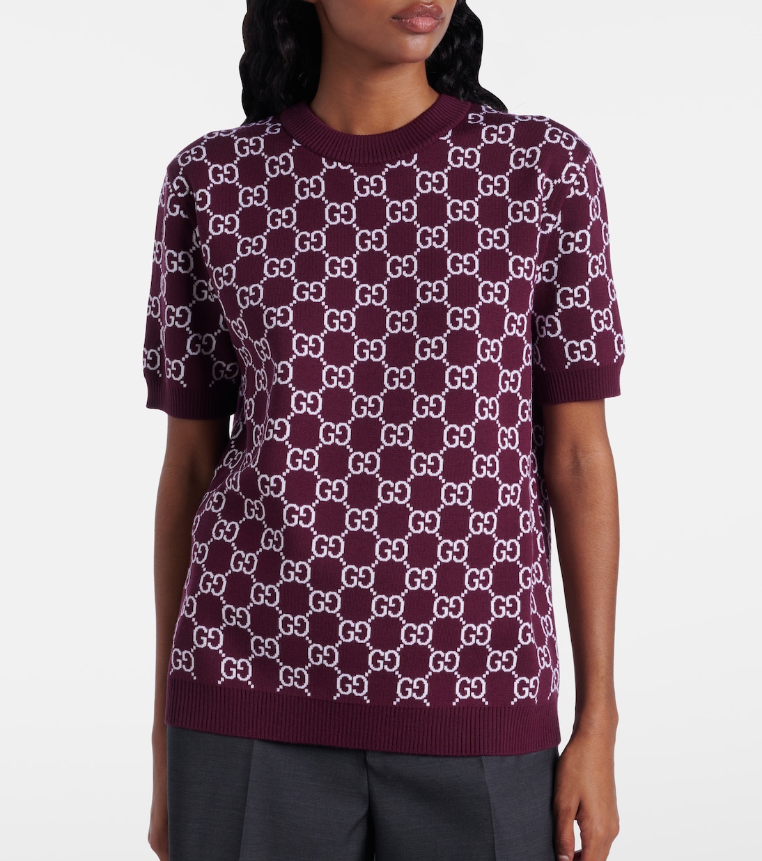 GG reversible wool-blend jacquard top | Gucci