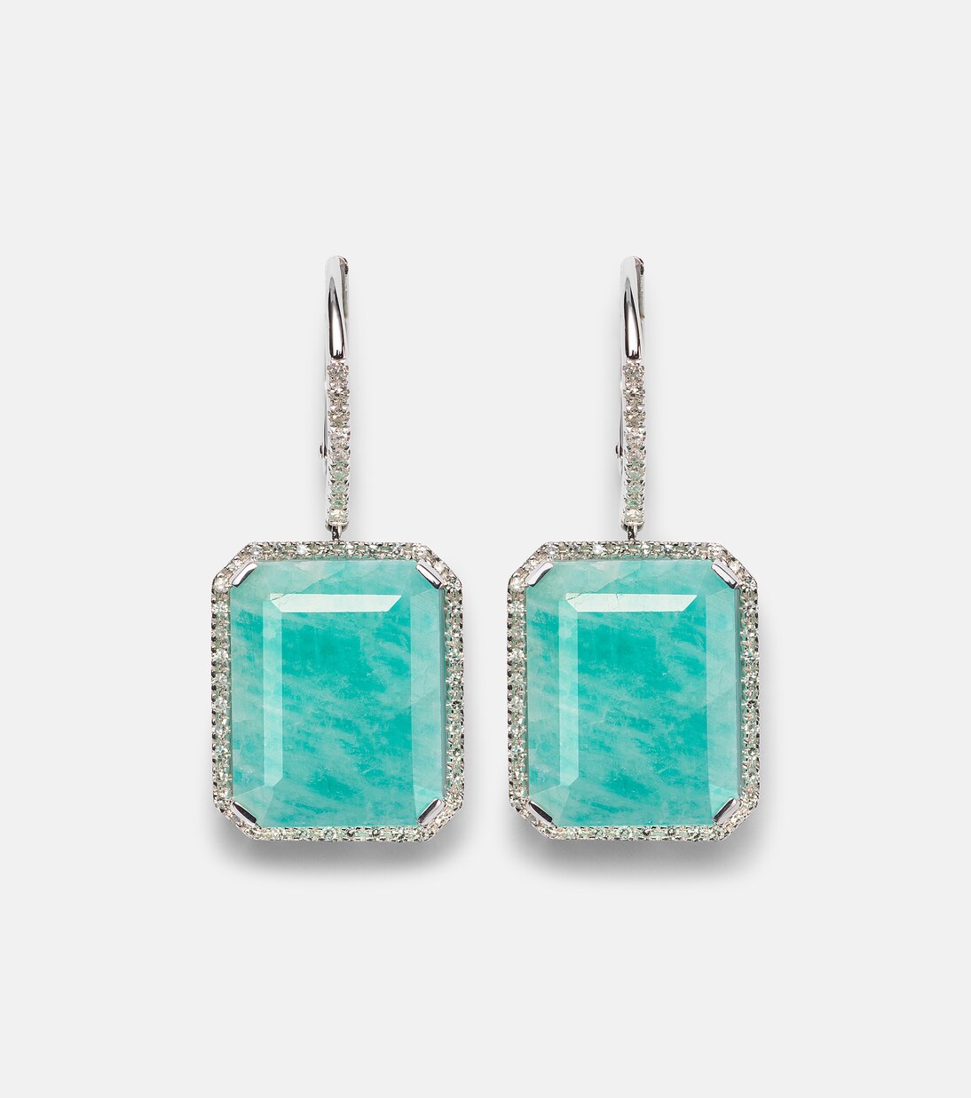 18kt white gold earrings with amazonite and diamonds | Shay Jewelry