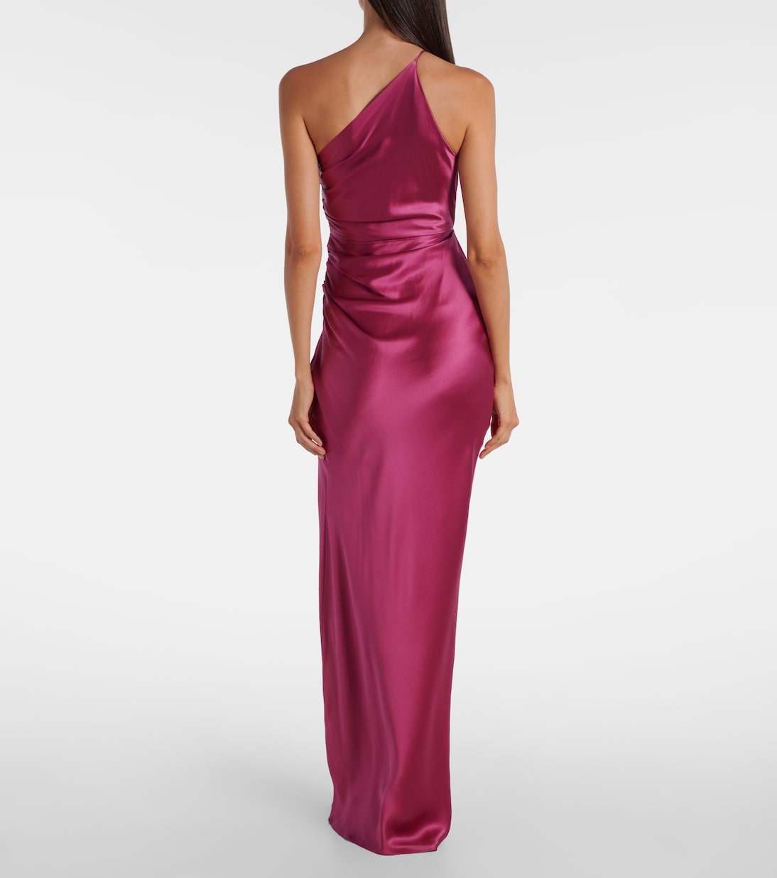 Asymmetric gathered silk satin gown | The Sei