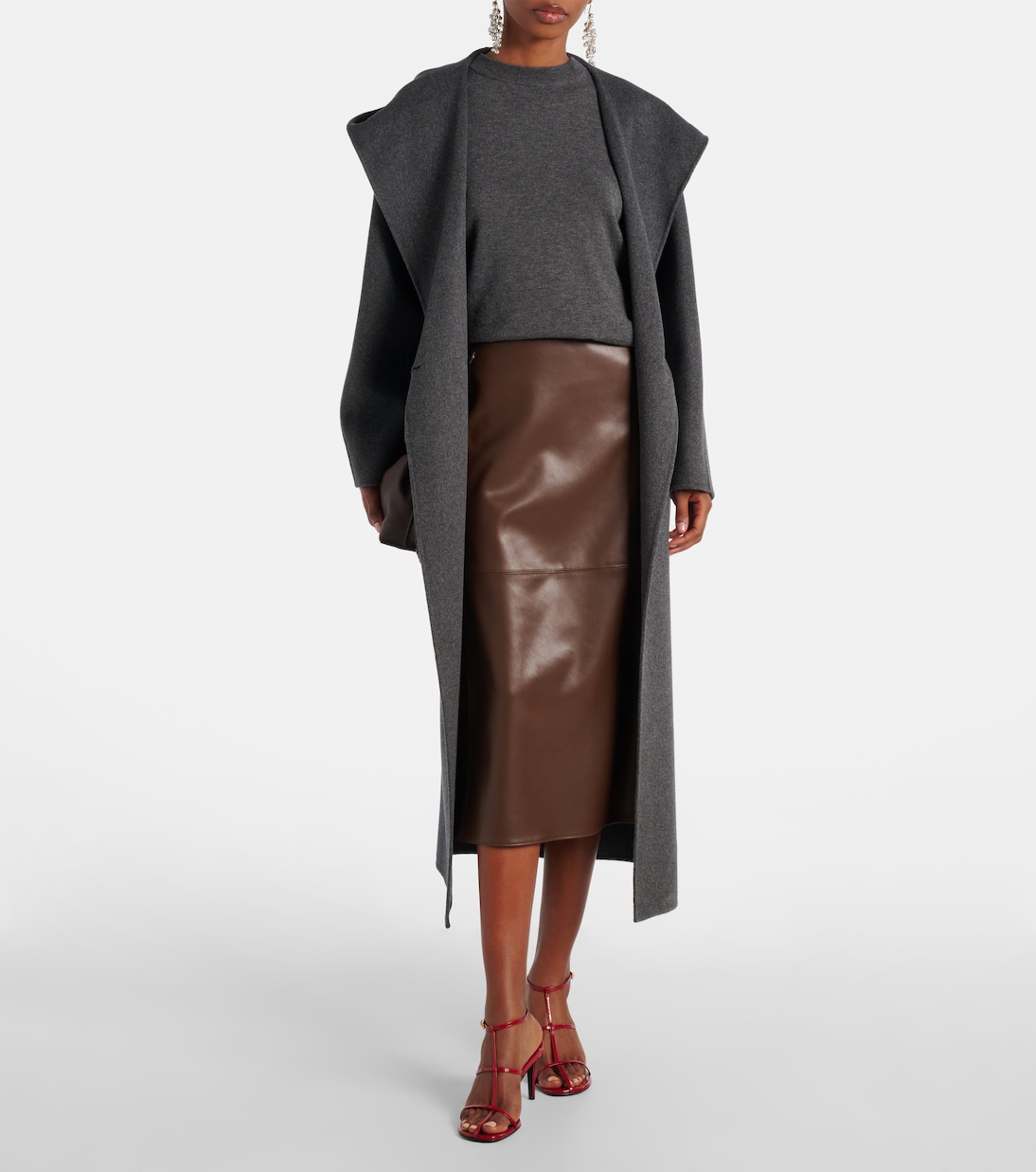 Falda midi Plata de piel sintética | 'S Max Mara