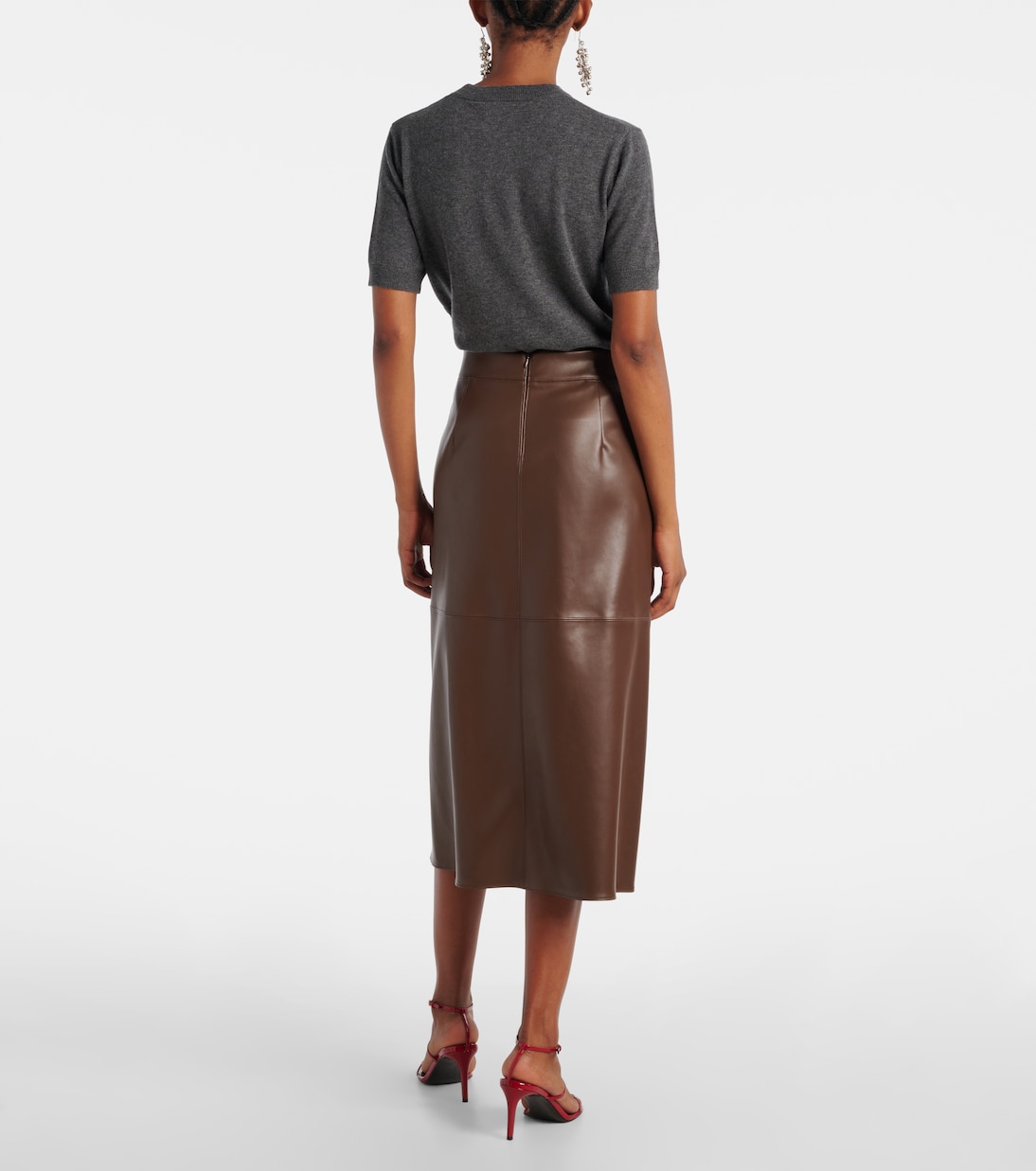 Falda midi Plata de piel sintética | 'S Max Mara