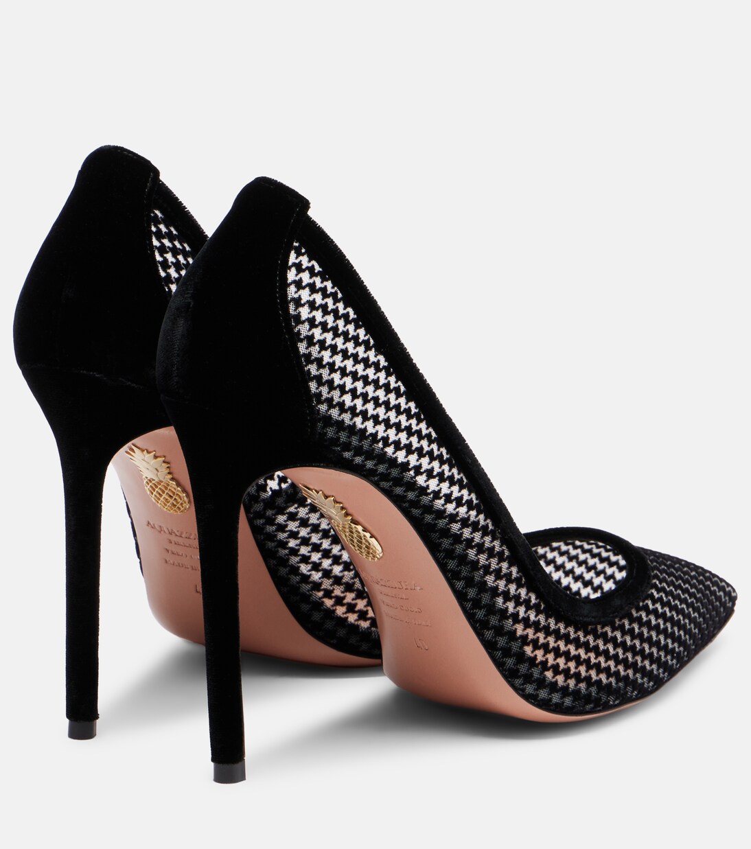 Nude 105 houndstooth velvet pumps | Aquazzura