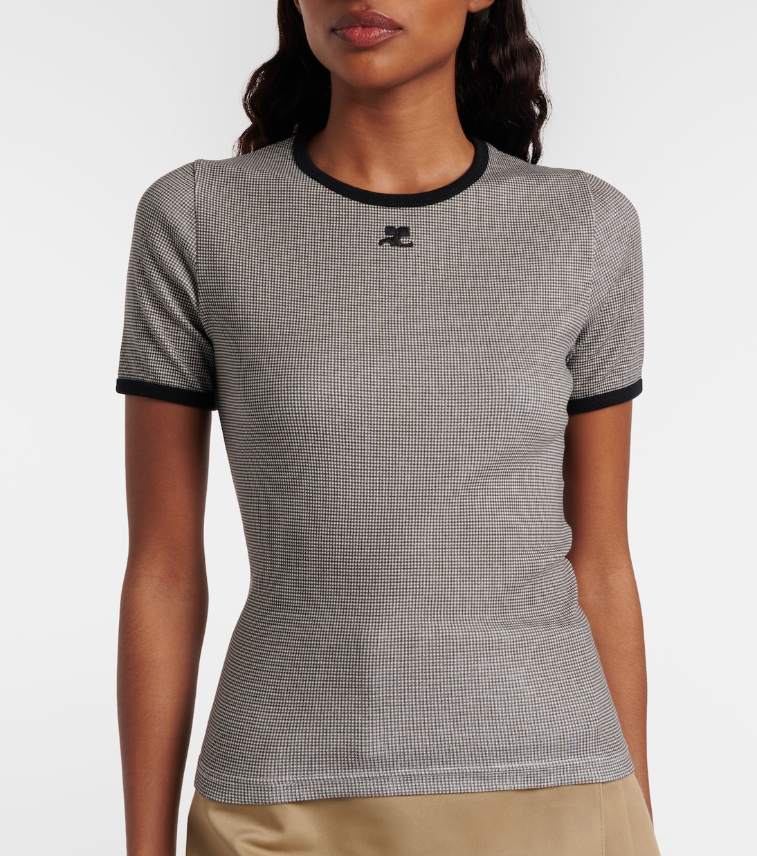 Houndstooth cotton T-shirt | Courrèges