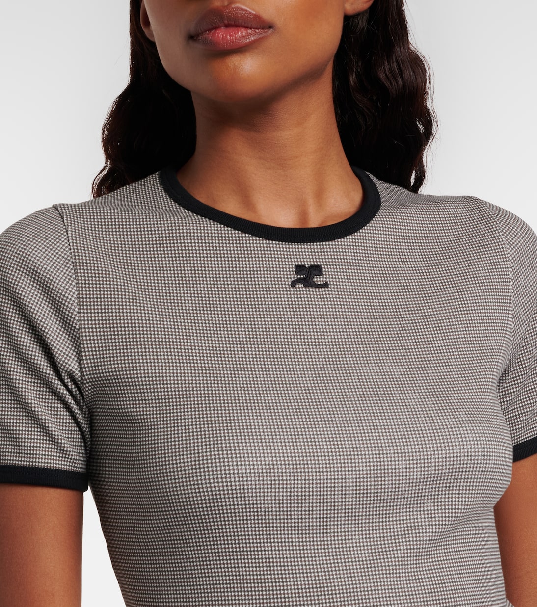 Houndstooth cotton T-shirt | Courrèges