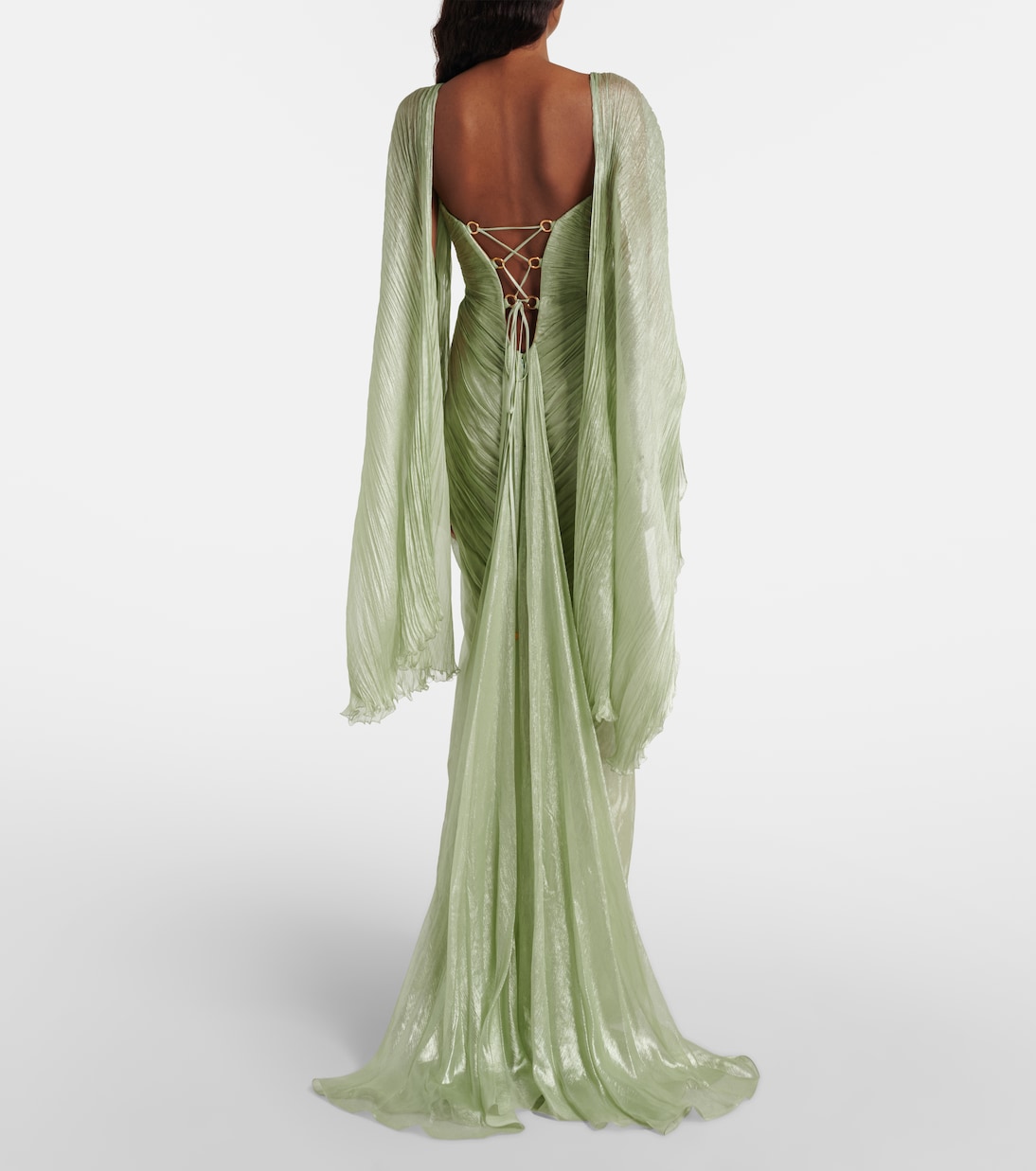 Cassandra caped silk muslin gown | Maria Lucia Hohan
